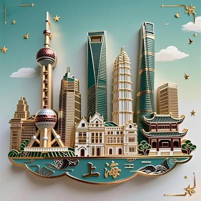 上海伴手礼上海冰箱贴磁吸东方明珠外滩旅游纪念品城市地标磁贴