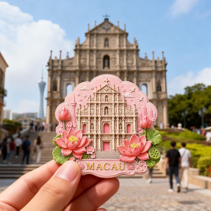 大三巴牌坊树脂磁吸浮雕冰箱贴澳门旅游文创纪念品伴手礼赠品批发