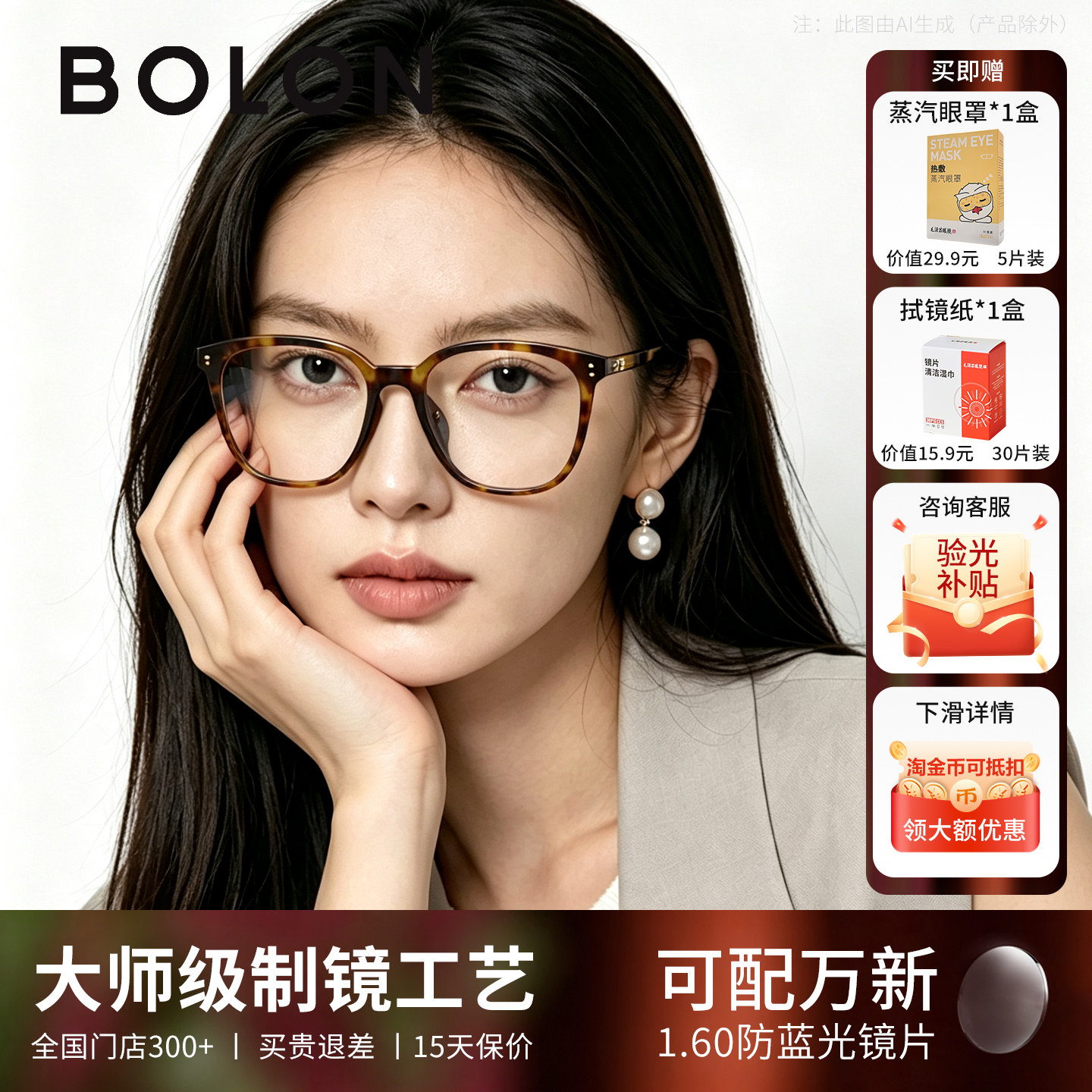 BOLON暴龙眼镜新品近视眼镜框潮流方圆框可配度数光学镜BJ5227 - 实物图