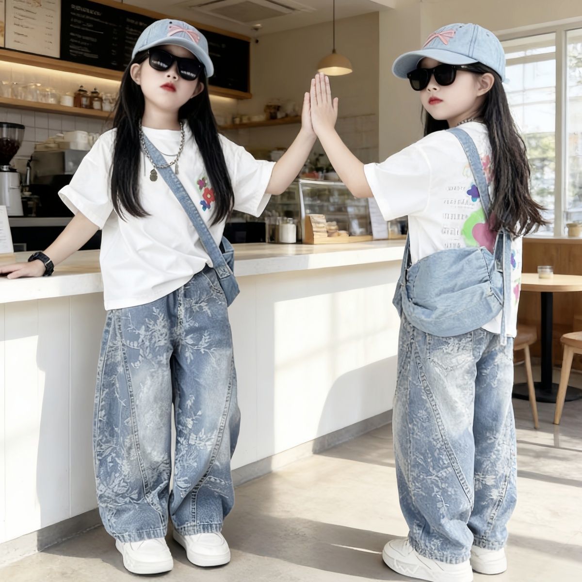 儿童套装女童春装裤子2026新款休闲男孩春夏季牛仔裤中大童长裤潮