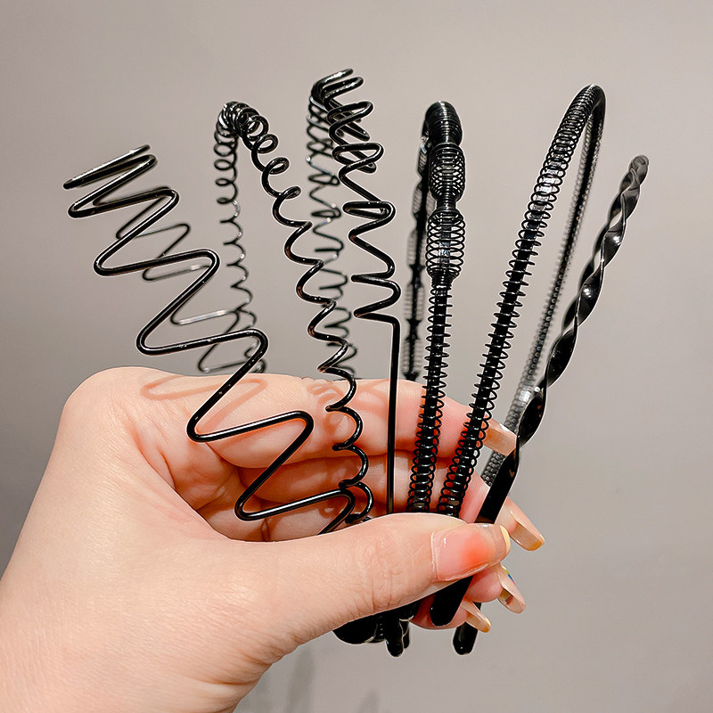 潮男发箍夏季简约黑色隐形发卡束发背头头箍男女通用前额压发发捆