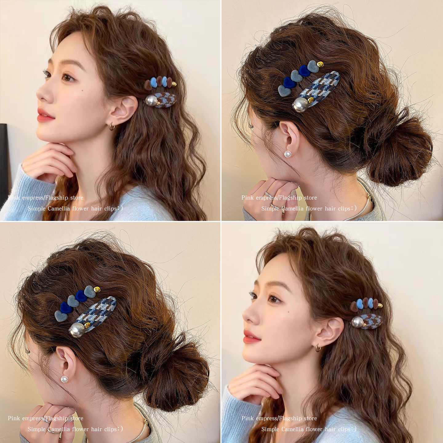 丝绒爱心撞色发夹秋冬刘海侧边夹