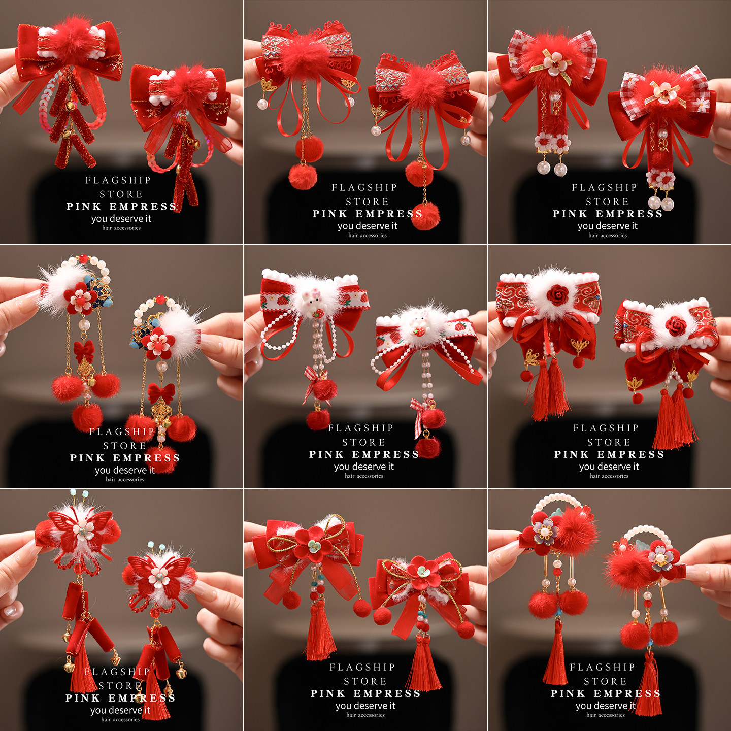 古风汉服儿童新年红色发夹女孩蝴蝶结发饰女童宝宝中国风过年头饰,饰品/流行首饰/时尚饰品新,发饰,淘宝优惠券,粉丝福利购,淘宝优惠卷