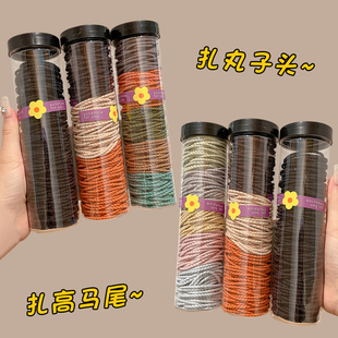 罐装 扎高马尾高弹力发绳不伤发橡皮筋头绳发饰 螺纹发圈女2025新款