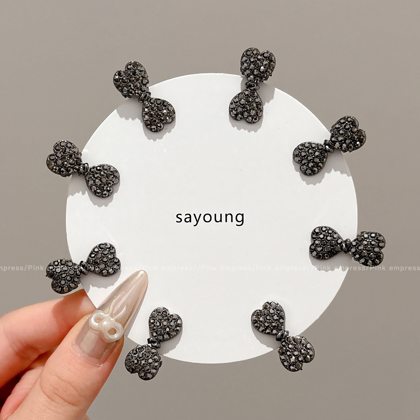 蝴蝶结水钻小号侧边鸭嘴夹子水晶