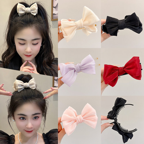 韩系气质蝴蝶结丸子头抓夹