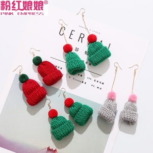 圣诞帽子耳环长款耳坠