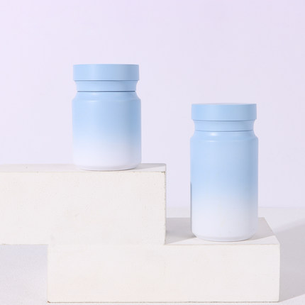 新款渐变蓝色塑料瓶保健品包装瓶糖果瓶茶叶罐密封罐保健品包装瓶