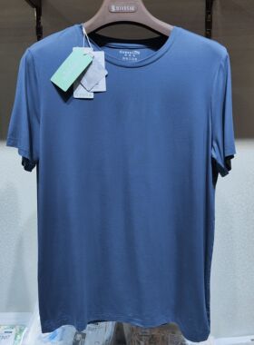 戈本仑63045夏季男士竹纤维蚕丝圆领薄款短袖纯色裸感T恤透气速干