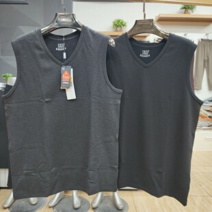 加肥大码 打底衫 V领亲肤暖绒保暖背心高品质无袖 千色年化86072男士