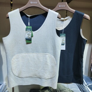 9012秋冬新款男士前后加贴片羊毛蚕丝保暖背心磨毛内搭护肚坎肩