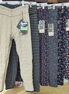 雅喜达6884秋冬新款驼绒花棉裤女高腰修身显瘦中厚印花保暖裤大码