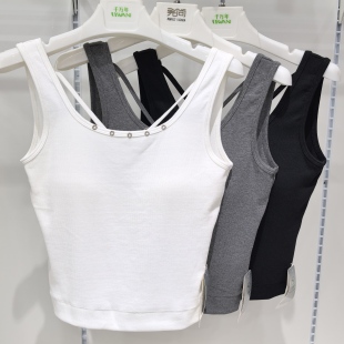 英琪娜Y01 上衣夏 美背交叉吊带背心女带胸垫一体内搭外穿打底无袖