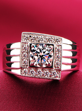 美国正品莫桑石戒指D色男仿真钻戒婚戒钻石珠宝带证书过钻笔70130