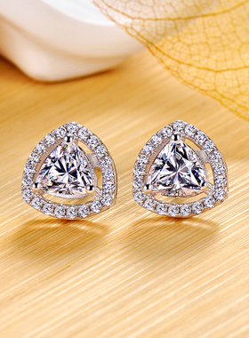 美国莫桑石 钻石耳钉耳环 仿真钻石珠宝饰品女带证书  22045