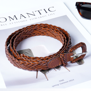 百搭皮带110cm 复古编织腰带时尚 安源新款 法式