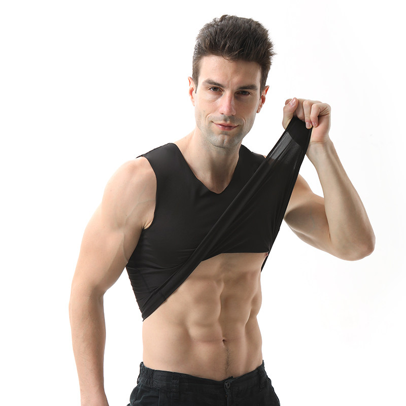 夏季男士背心潮无痕内穿运动健身跨栏冰丝速干薄款无袖坎肩汗衫