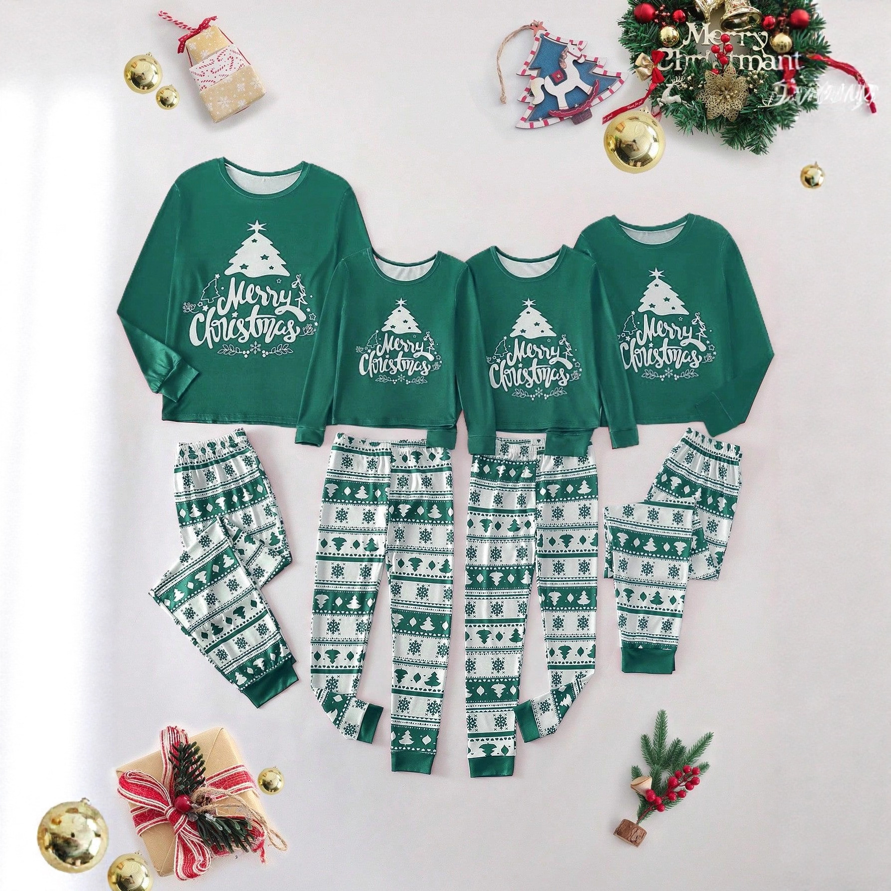 圣诞家居服卡通大码外贸圣诞节家庭亲子睡衣情侣装爸妈男女童宝