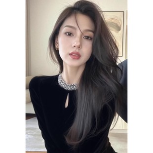 法式赫本风复古黑色丝绒衬衫女设计感秋冬巨好看漂亮修身长袖上衣