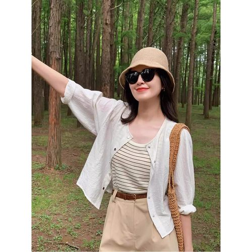韩版气质薄款亚麻开衫防晒