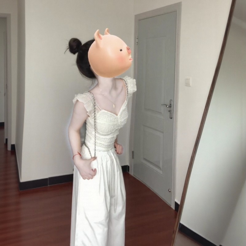 法式甜美小飞袖V领蕾丝上