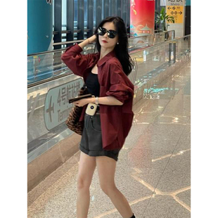 冷淡系高级感衬衣2025秋装新款时尚气质独特别致上衣安可拉红衬衫