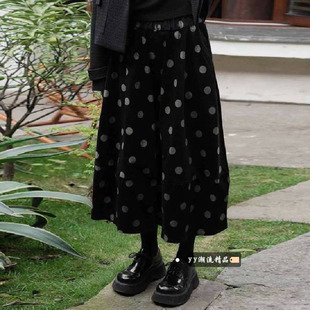 日系森女波点灯芯绒花苞半身裙女2025秋冬高腰显瘦a字百搭中长裙