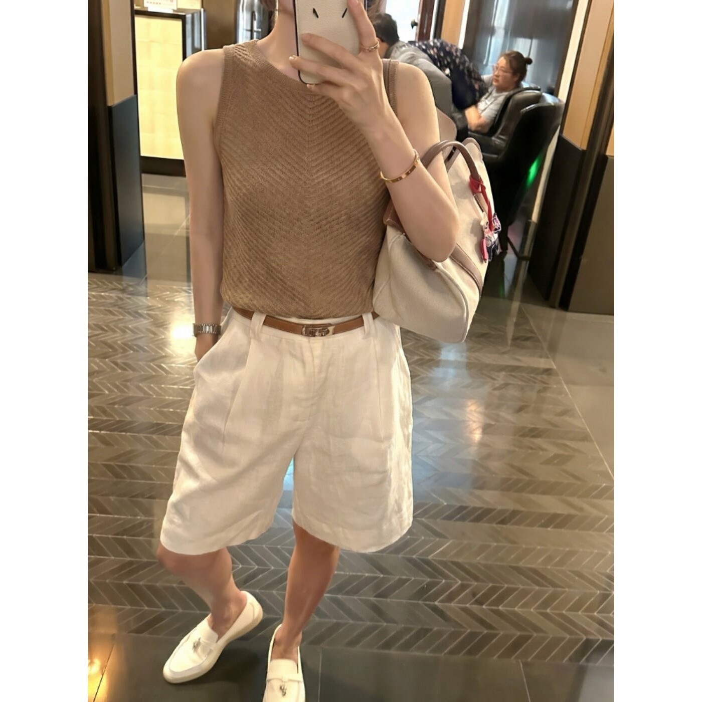 卡其针织吊带背心女夏薄款修身图片