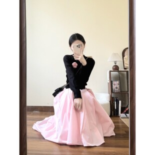 一整套ootd开春穿搭套装2026多巴胺半身裙针织上衣韩系绝美两件套