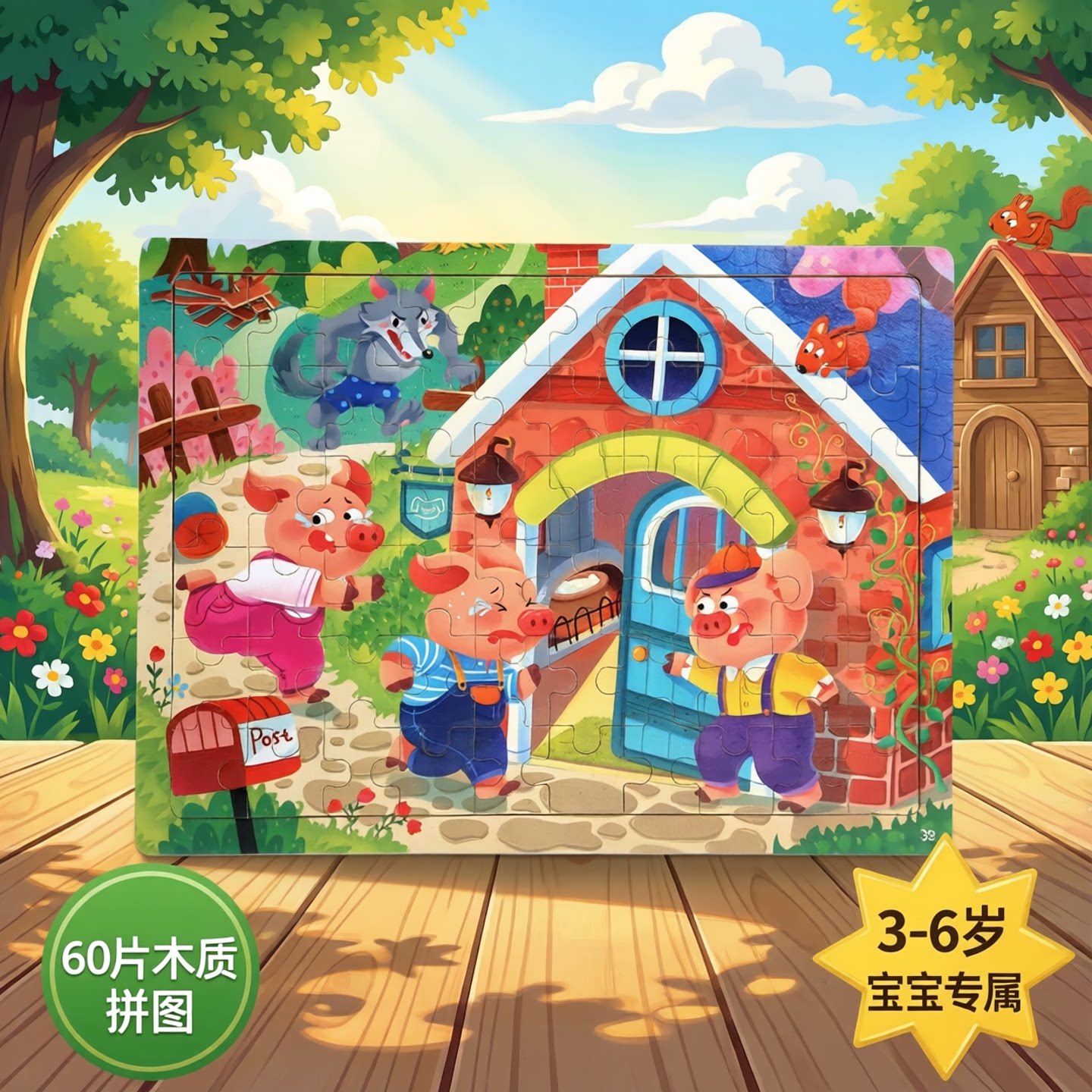 60片拼图益智玩具儿童3到6岁宝宝幼儿玩具男孩女孩场景拼板木质