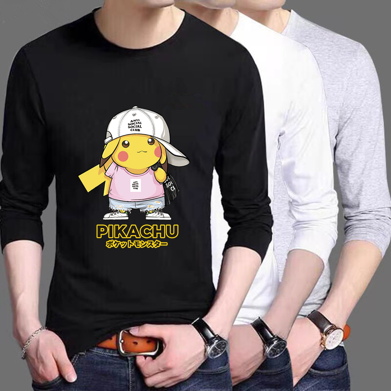 皮卡丘青少年秋衣胖子长袖t恤