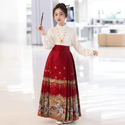 2026新款马面裙女童汉服儿童中国风古装新中式唐装大童女孩春秋款