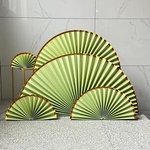 中国风半圆金边纸扇套装配亚克力板定制尺寸颜色高级卡纸商场布置