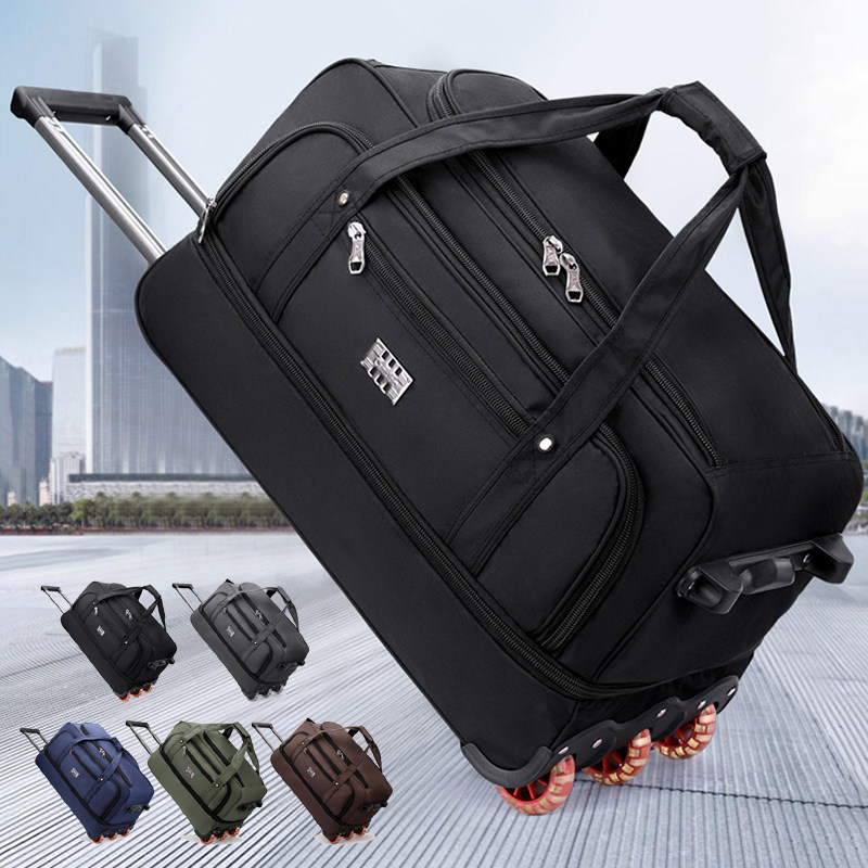 牛津布拉杆包男女大容量轻便折叠中学生行李包商务登机短途旅行包