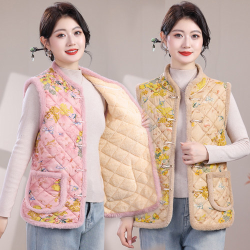 新中式棉马甲中老年妈妈秋冬背心