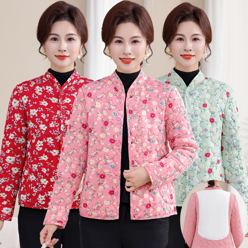 妈妈冬装加绒加厚保暖小棉衣