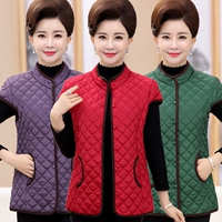 Áo vest nữ trung niên mùa thu và mùa đông áo mẹ xuống áo vest dày trung niên cotton áo ấm sữa - Áo vest áo phao nữ dáng dài hàn quốc