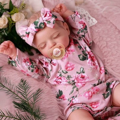 18inch粉红印花连体衣仿真玩具重生娃娃 Rosalie 跨境电商货源