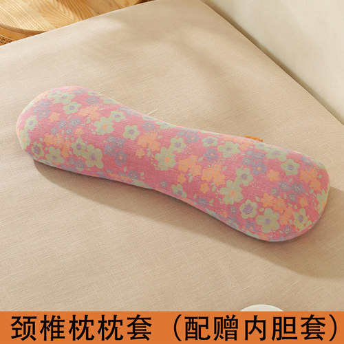 纯棉荞麦壳颈椎枕头圆柱糖果外套全棉枕芯内胆皮双层纱系带口布袋
