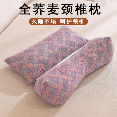 全棉枕头荞麦壳三角连体枕睡觉专用枕成人组合枕芯全荞麦草本硬枕
