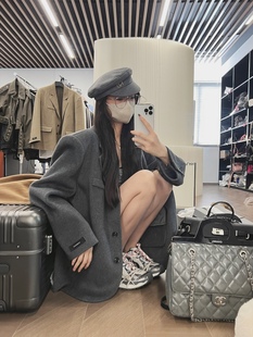 外套秋冬高级感炸街宽松休闲百搭上衣 羊毛双面尼西装 MIMIFACE