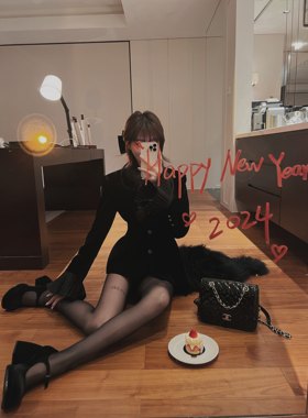 IN MIMIFACE 黑色丝绒西装套装女收腰上衣性感紧身纯欲裙裤两件套
