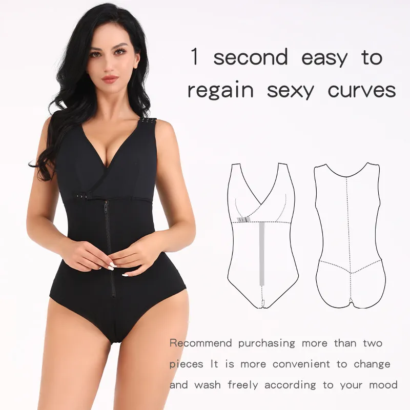 跨境塑身衣连体收腹胸衣拉链敞开式束身裤提臀收腹紧身塑形束身衣