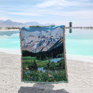 新疆夏塔风景 棉线挂毯房间卧室装饰挂布背景布柜子盖巾氛围布置