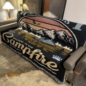 饰沙发盖巾 轻奢风房间卧室客厅棉线毯沙发垫毛毯装 ins美式 露营毯