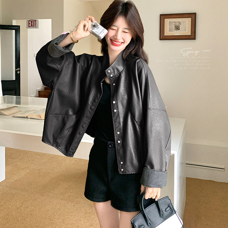 新款！现货立领简约皮衣C269P145K258，女装皮衣，两个王小姐