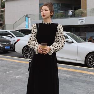 2021秋款現貨??！金絲絨立領壓軸連衣裙 C117P105K158圖片