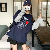 春款现货！磨毛拼接加厚长袖卫衣C216P80K178，女装卫衣/绒衫，两个王小姐