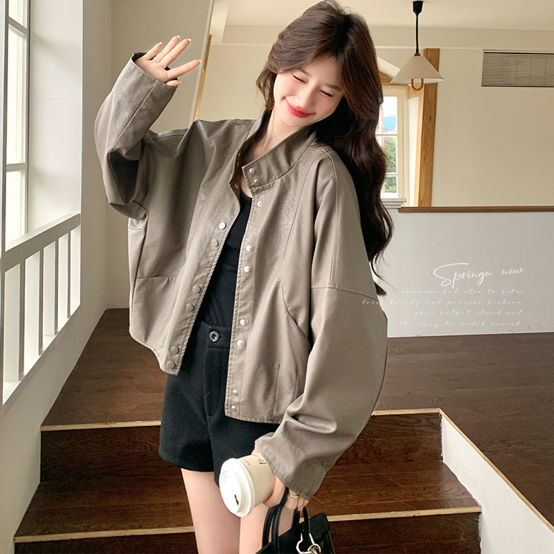 新款！现货立领简约皮衣C269P145K258,女装皮衣,两个王小姐