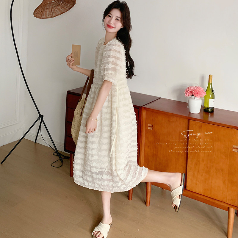 休闲气质蕾丝连衣裙女夏2025新款甜美减龄可爱独特绝美超好看长裙,女装连衣裙,两个王小姐